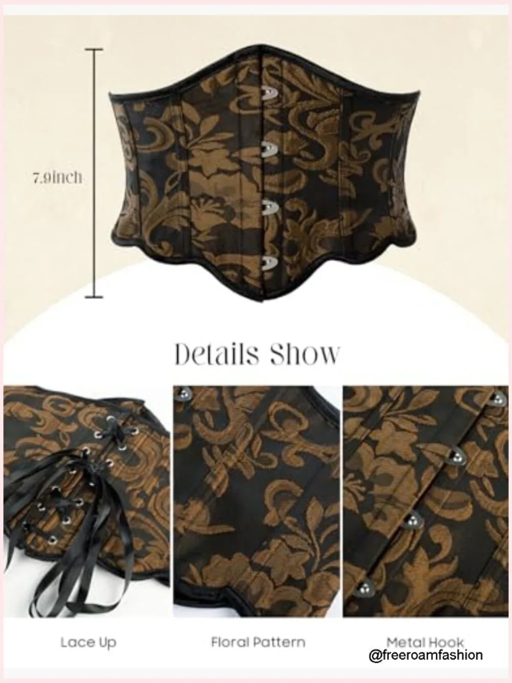 Underbust Corset Belt Vintage Renaissance Floral Lace-up